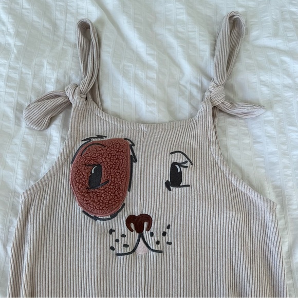 La Vie en Rose 3D Puppy Cream Ribbed Jumpsuit, S - Picture 5 of 9